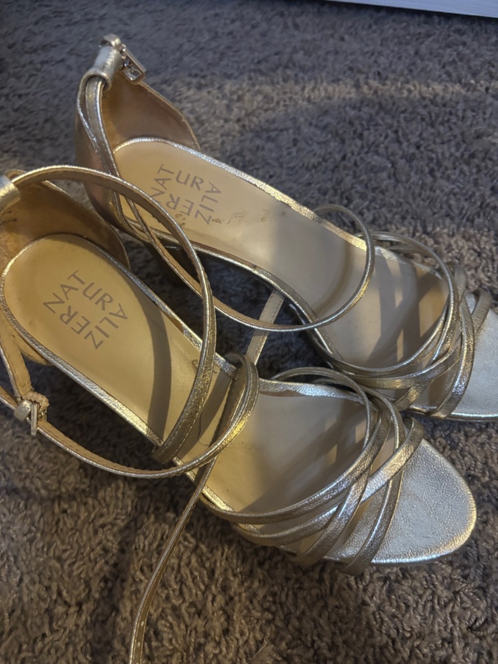 Naturalizer Metallic Gold Strappy Heeled Sandals